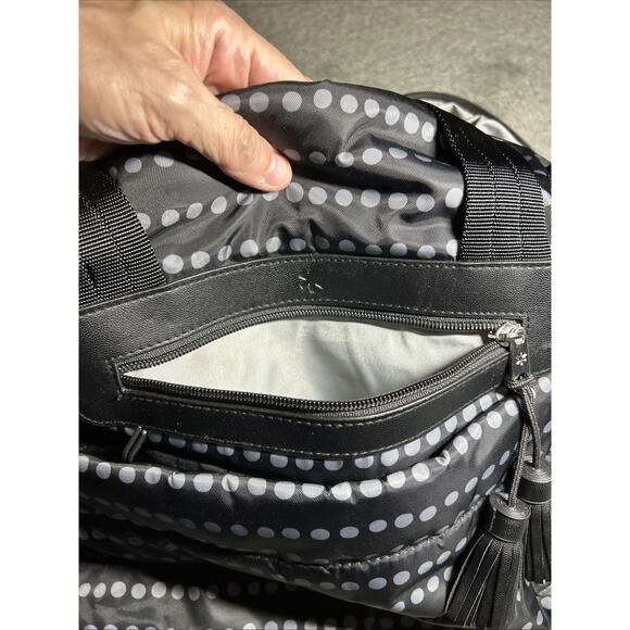 Skip Hop Diaper Bag Puffer Quilted Baby Changing Pad Shoulder Black Grey Dots - Picture 4 of 15